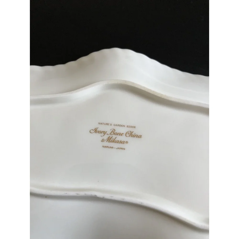 Mikasa Natures Garden B2008 Ivory Bone China Leaf Handle Trinket Tray‎ 'Japan '